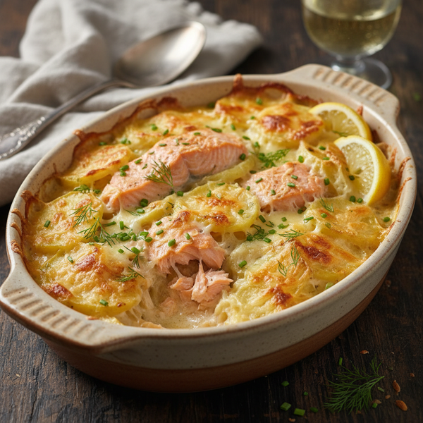 Creamy Salmon & Cheesy Potato Casserole recipe