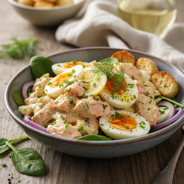 Creamy Salmon & Egg Delight Salad recipe