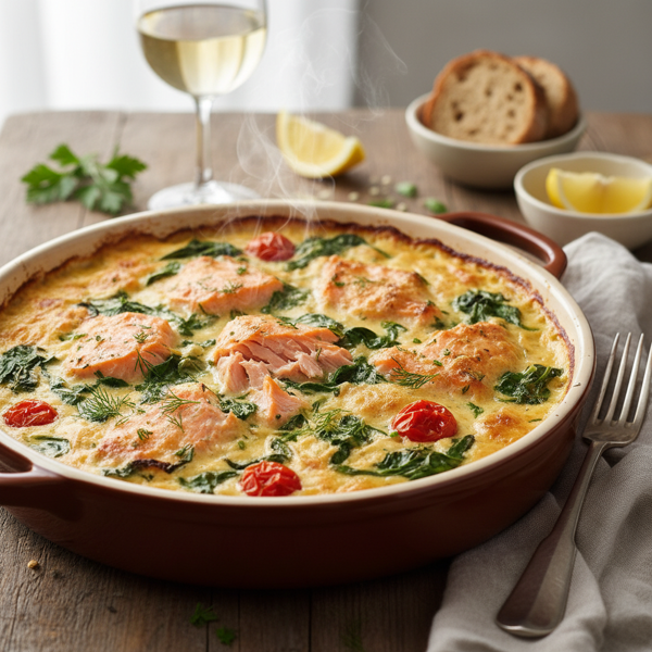 Creamy Salmon & Spinach Bake recipe