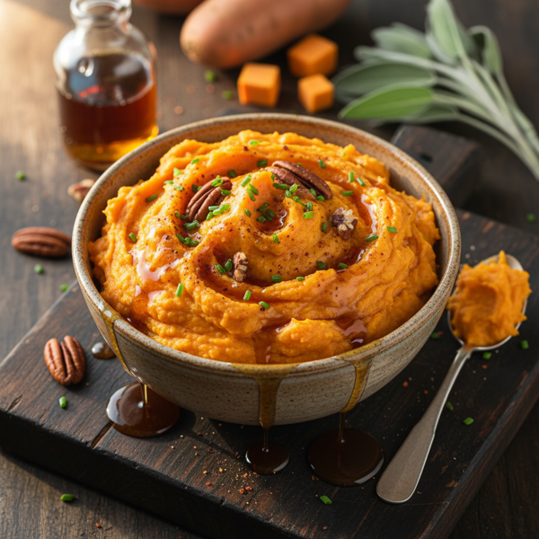 Creamy Savory Sweet Potato Mash with a Maple Twist recipe