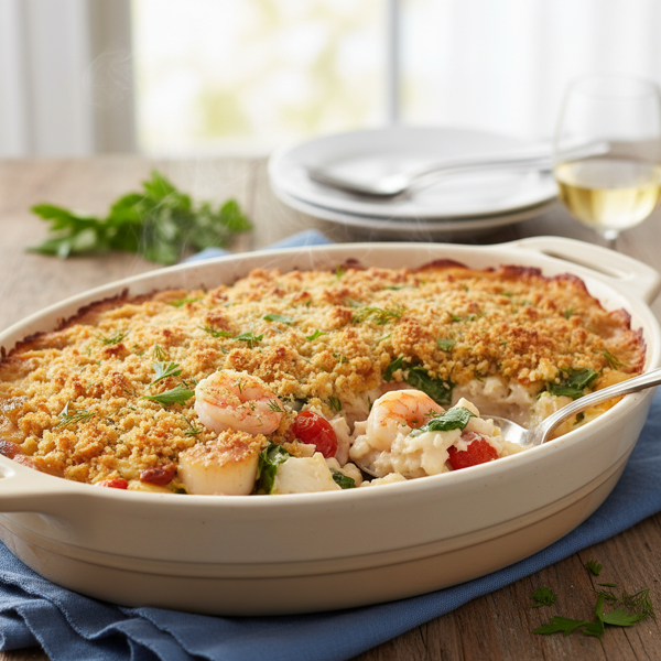 Creamy Seafood Delight Casserole recipe