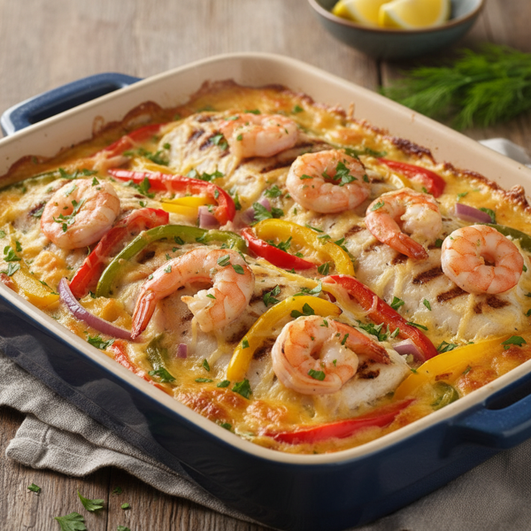 Creamy Shrimp & Pepper Tilapia Bake recipe