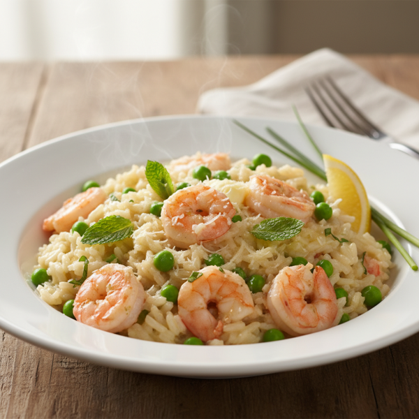 Creamy Shrimp and Spring Pea Risotto recipe