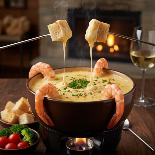 Creamy Shrimp and Swiss Fondue Delight recipe