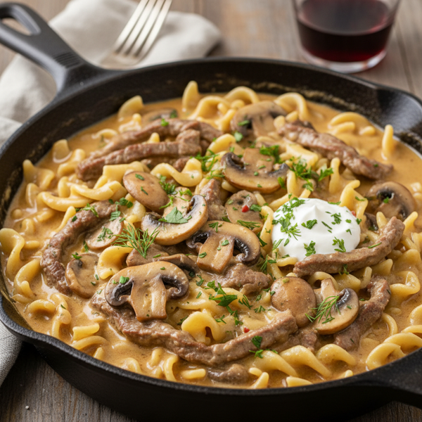 Creamy Skillet Beef Stroganoff recipe