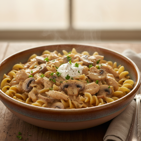 Creamy Slow Cooker Chicken Stroganoff recipe