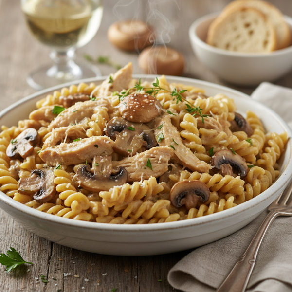 Creamy Slow Cooker Chicken and Mushroom Pasta Delight recipe