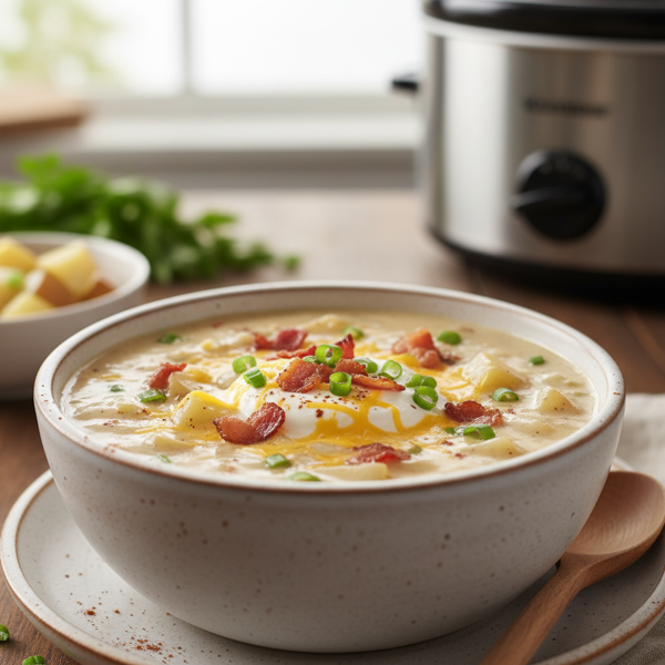 Creamy Slow Cooker Loaded Potato Soup recipe