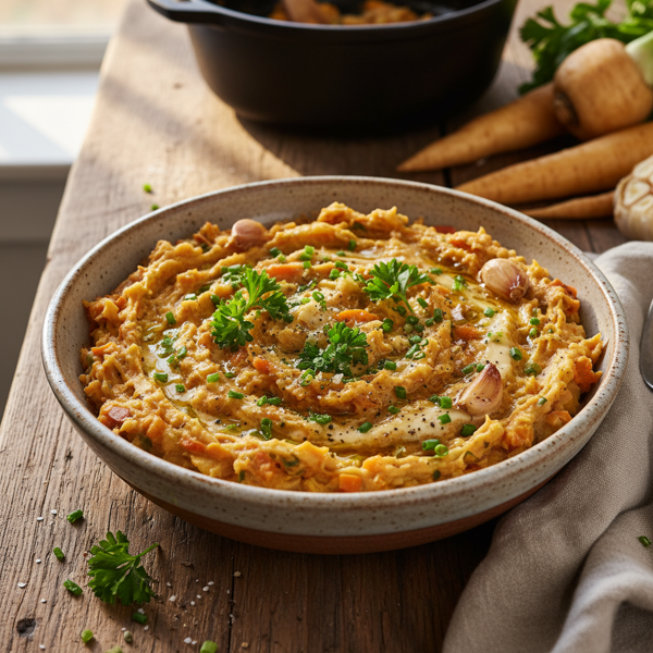 Creamy Smashed Roots Medley recipe