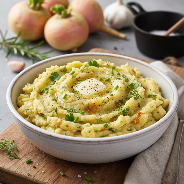 Creamy Smashed Rutabagas with Herbs recipe
