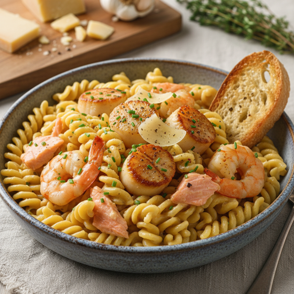 Creamy Smoked Gouda Seafood Trottole recipe