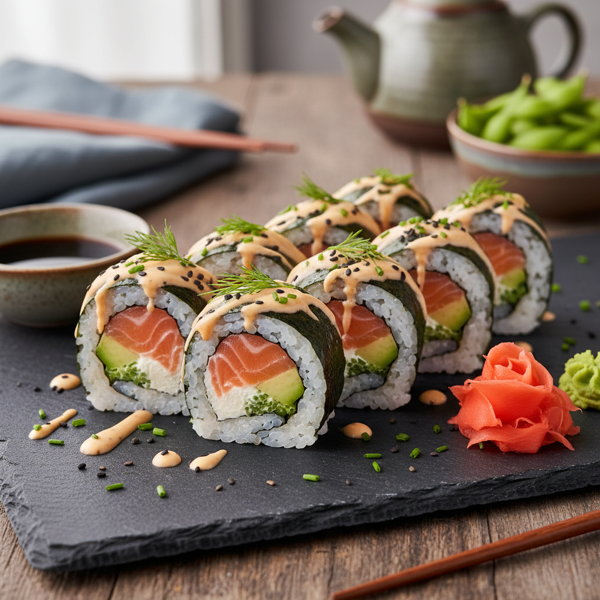 Creamy Smoked Salmon Sushi Rolls recipe