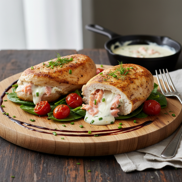 Creamy Smoked Salmon and Cheese Stuffed Chicken Breasts recipe