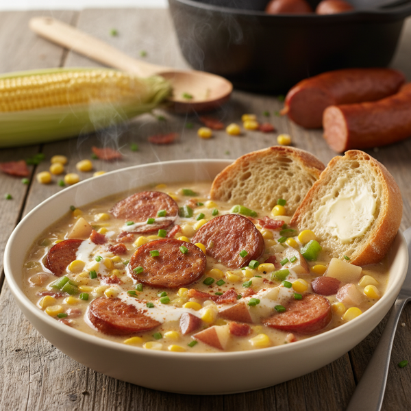 Creamy Smoked Sausage and Sweet Corn Chowder recipe