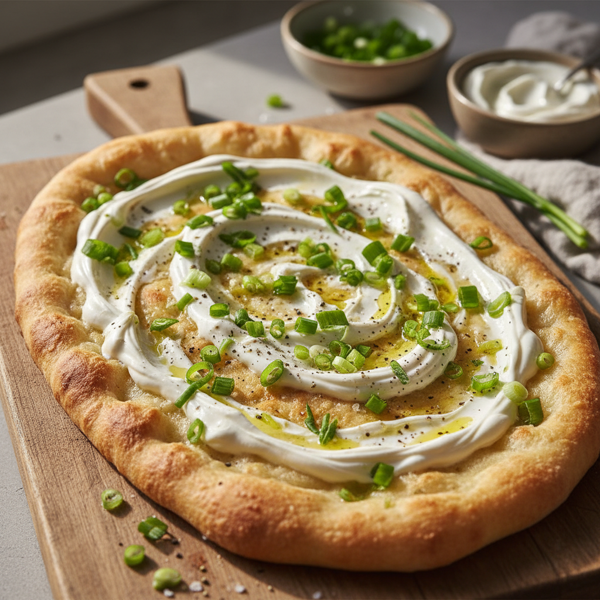 Creamy Sour Cream & Green Onion Flatbread recipe