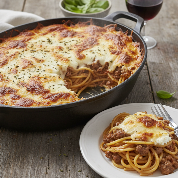 Creamy Spaghetti Beef Bake recipe