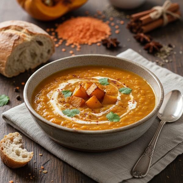Creamy Spiced Butternut Squash & Red Lentil Soup recipe