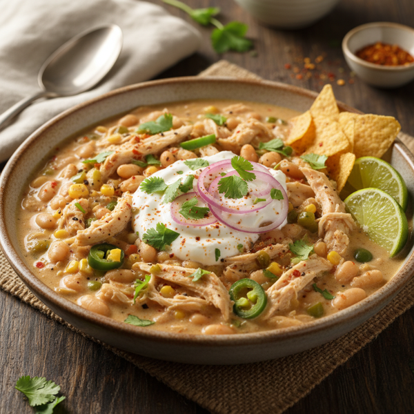 Creamy Spiced White Chicken Chili recipe