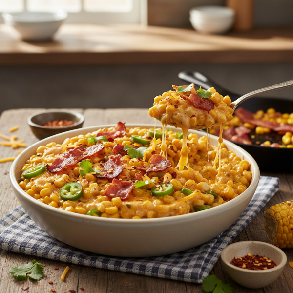 Creamy Spicy Bacon Corn Delight recipe