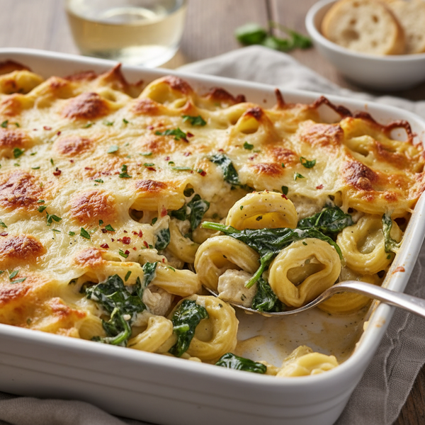 Creamy Spinach-Artichoke Tortellini Bake recipe