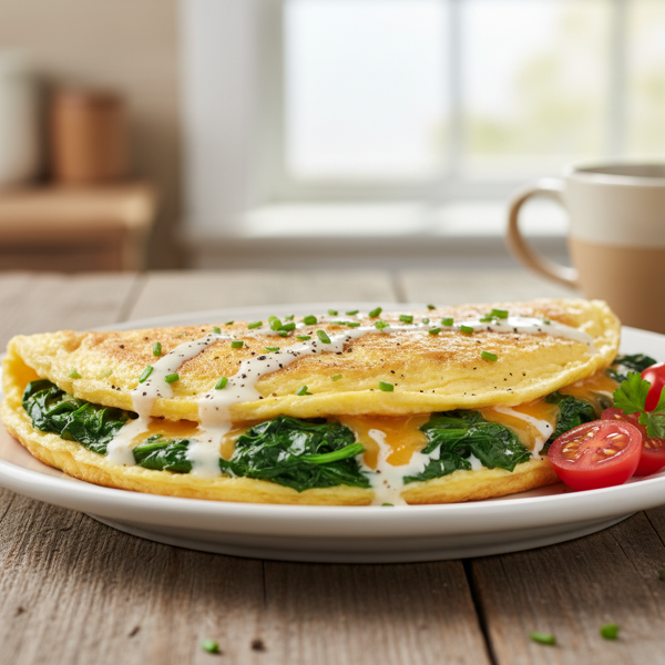 Creamy Spinach-Cheddar Omelet recipe