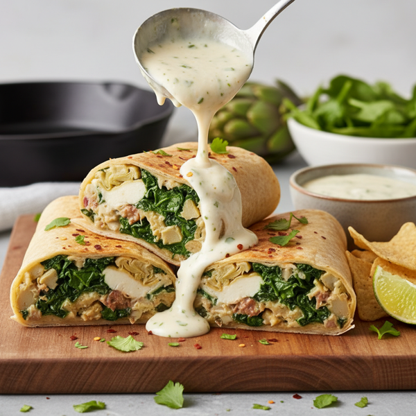 Creamy Spinach Artichoke Burritos recipe