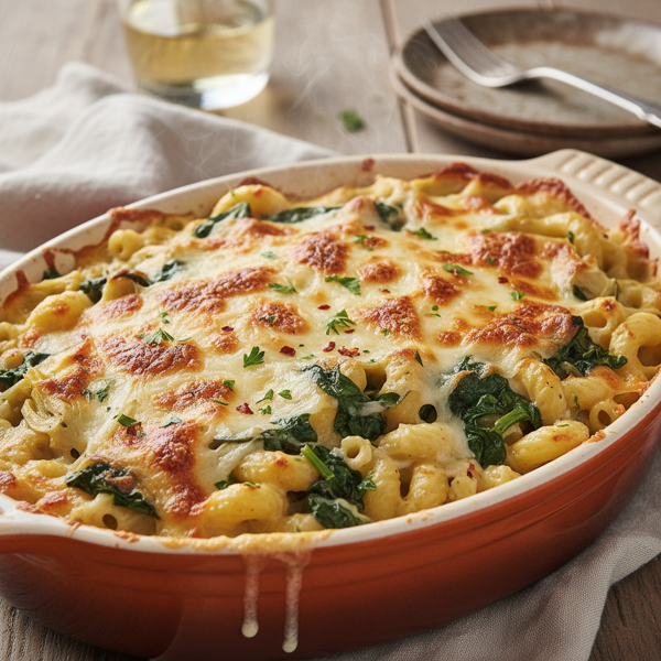 Creamy Spinach Artichoke Pasta Bake recipe