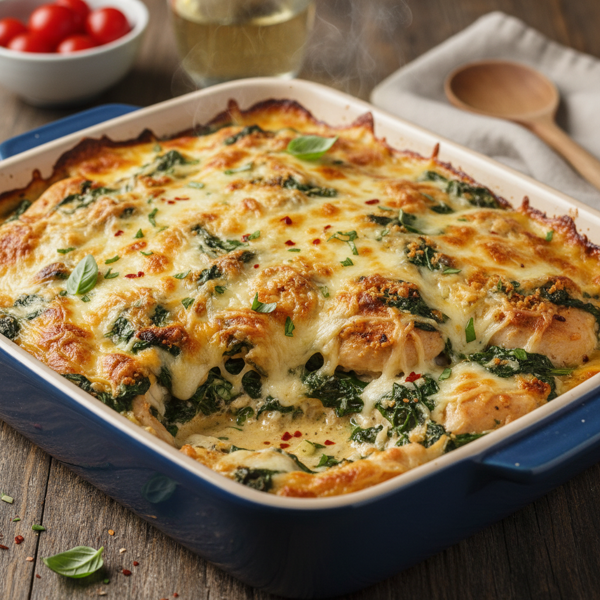 Creamy Spinach Chicken Parmesan Bake recipe