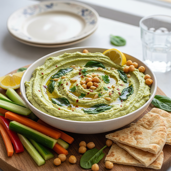 Creamy Spinach Chickpea Hummus recipe