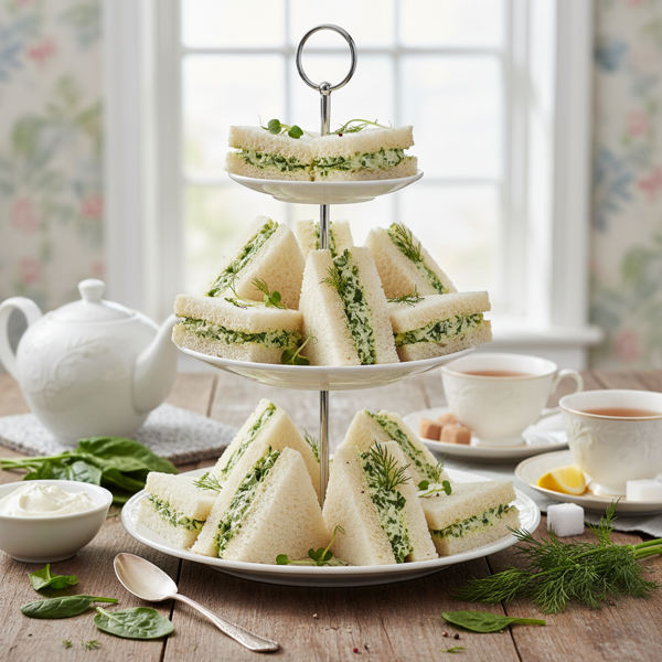 Creamy Spinach Delight Tea Sandwiches recipe