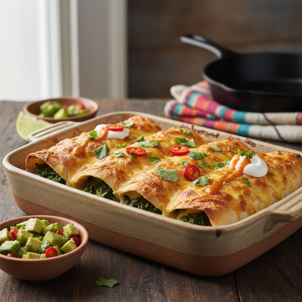 Creamy Spinach Enchiladas with Spicy Pepper Jack recipe
