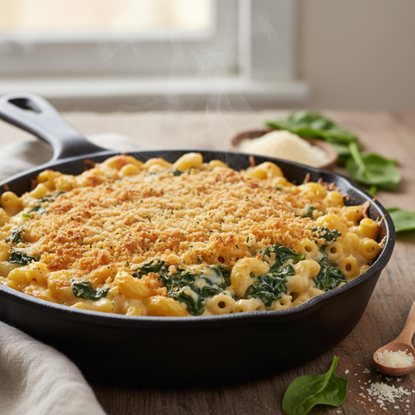 Creamy Spinach Mac and Cheese Bake recipe