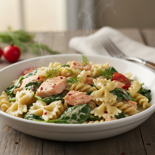 Creamy Spinach Salmon Pasta Delight recipe