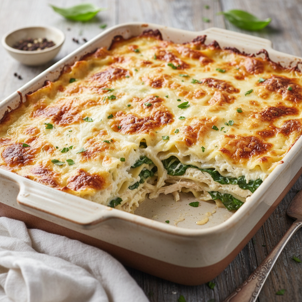 Creamy Spinach & Chicken White Lasagna recipe