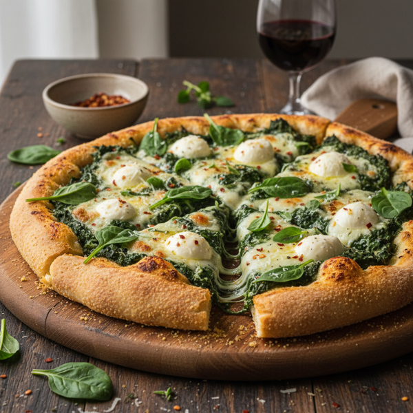 Creamy Spinach & Mozzarella Delight Pizza recipe