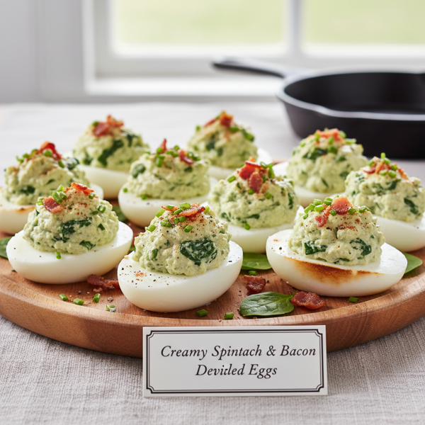 Creamy Spinach and Bacon Deviled Eggs recipe