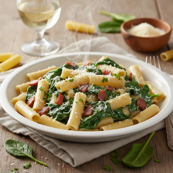 Creamy Spinach and Bacon Pasta Medley recipe