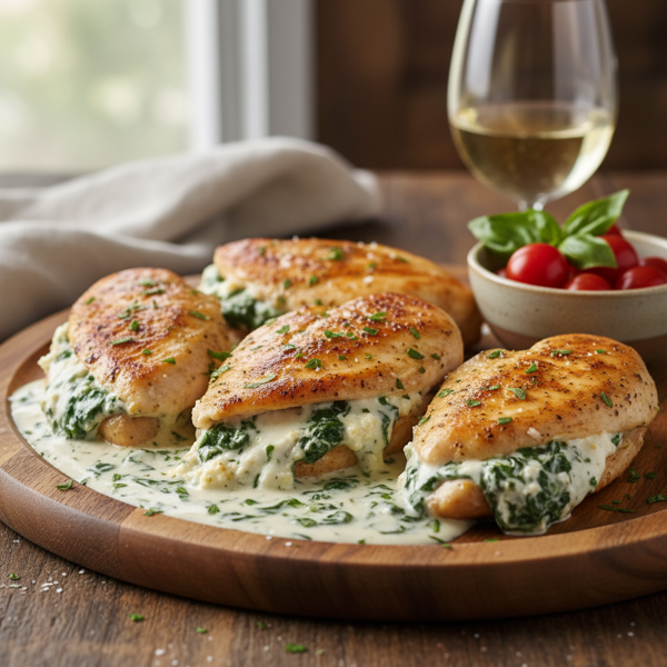 Creamy Spinach and Cheese Stuffed Chicken Breasts recipe