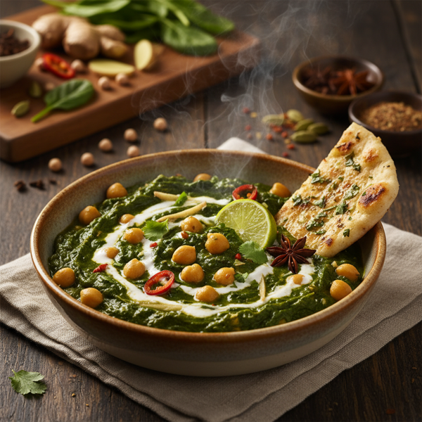 Creamy Spinach and Chickpea Masala recipe