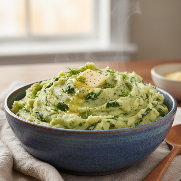 Creamy Spinach and Dill Mashed Potatoes recipe
