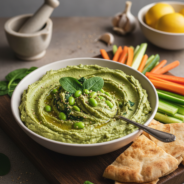 Creamy Spinach and Edamame Hummus recipe