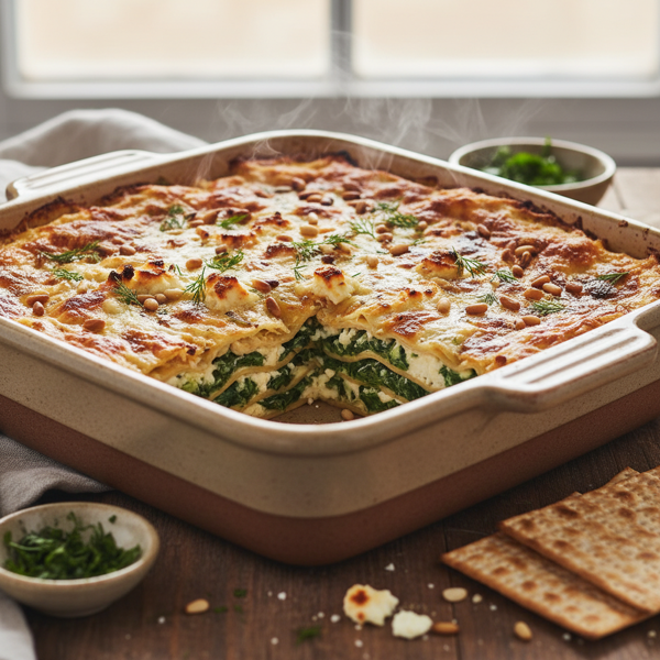Creamy Spinach and Feta Matzah Lasagna recipe