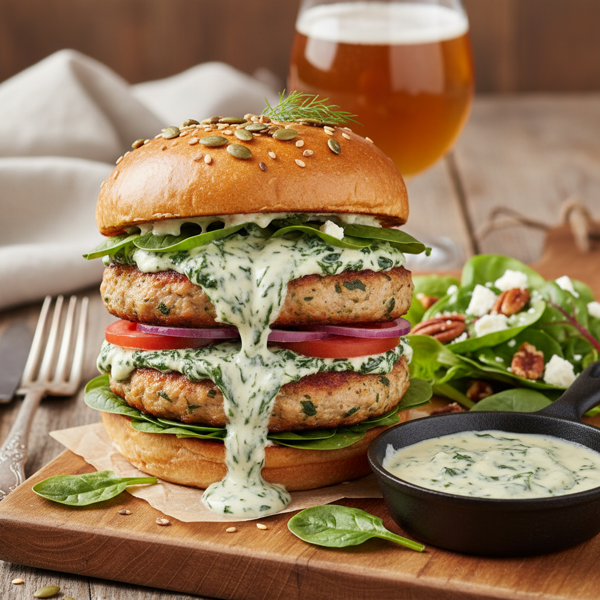 Creamy Spinach and Goat Cheese Turkey Burgers recipe