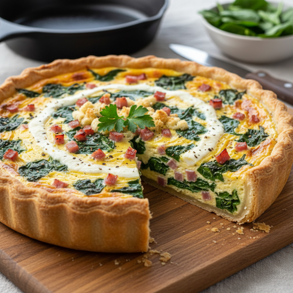 Creamy Spinach and Ham Quiche Delight recipe