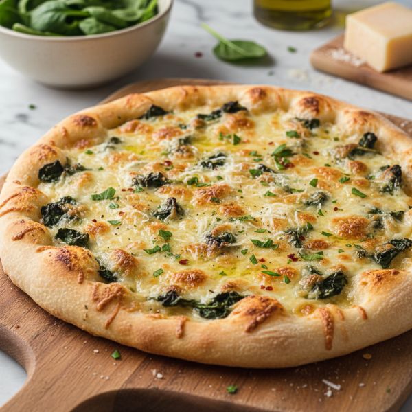 Creamy Spinach and Parmesan Pizza recipe