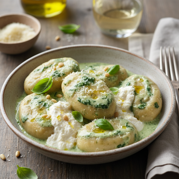 Creamy Spinach and Ricotta Oval Dumplings recipe