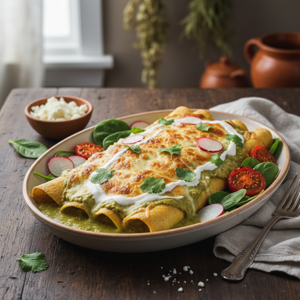 Creamy Spinach and Tomatillo Enchiladas recipe