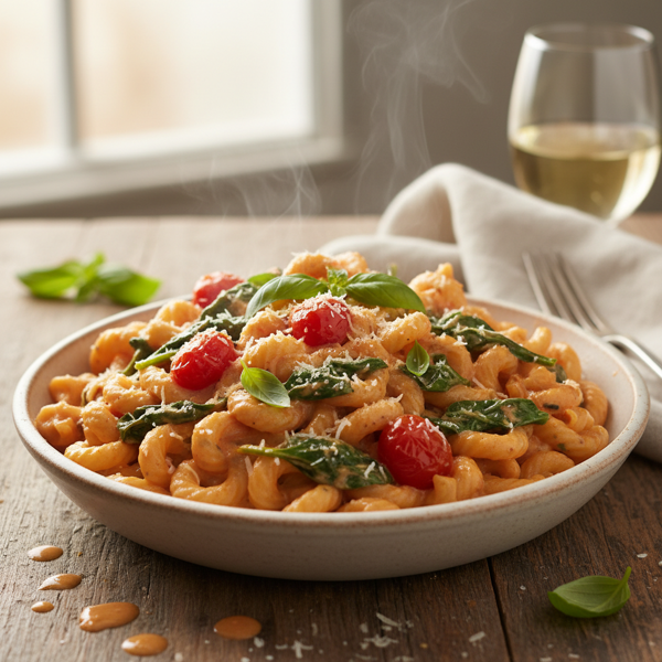 Creamy Spinach and Tomato Pasta Delight recipe