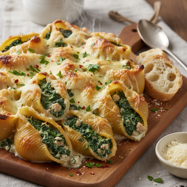 Creamy Spinach and Turkey-Stuffed Jumbo Shells recipe