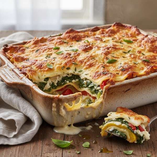 Creamy Spinach and Vegetable Lasagna recipe